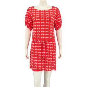 Tracy Negoshian Dress Womens Medium Red Mini Shift‎ Flamingos Resort Vacation